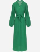 j&x Rochie Cloche Verde Maxi cu tiv plisat și curea legată Nollira