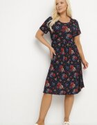j&x Rochie Cloș Bleumarin-Roșie cu Model floral Lumilisse