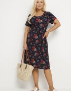 j&x Rochie Cloș Bleumarin-Roșie cu Model floral Lumilisse