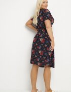 j&x Rochie Cloș Bleumarin-Roșie cu Model floral Lumilisse