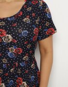 j&x Rochie Cloș Bleumarin-Roșie cu Model floral Lumilisse
