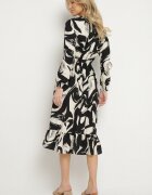 j&x Rochie Cloș Neagră cu Bumbac cu Model Abstract Silsedi