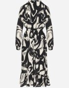 j&x Rochie Cloș Neagră cu Bumbac cu Model Abstract Silsedi