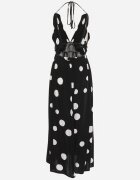 j&x Rochie Cloș Neagră din Viscoză Legată la Gât și Spate cu Elastic în Talie Jessmarie