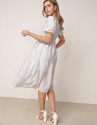 j&x Rochie cu flori din Tencel evazată cu mâneci bufante Viviare Albastră