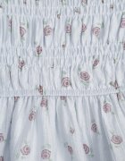 j&x Rochie cu flori din Tencel evazată cu mâneci bufante Viviare Albastră