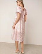j&x Rochie cu flori din Tencel evazată cu mâneci bufante Viviare Roz