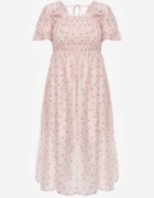 j&x Rochie cu flori din Tencel evazată cu mâneci bufante Viviare Roz