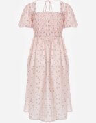 j&x Rochie cu flori din Tencel evazată cu mâneci bufante Viviare Roz