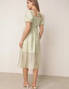 j&x Rochie cu flori din Tencel evazată cu mâneci bufante Viviare Verde