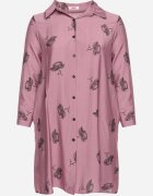 j&x Rochie de cămașă roz închisă cu nasturi și mâneci reglabile Xatella