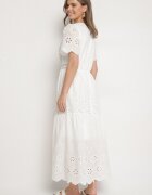 j&x Rochie din bumbac albă Boho cu croială evazată brodată Efrissea