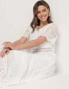 j&x Rochie din bumbac albă Boho cu croială evazată brodată Efrissea