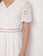 j&x Rochie din bumbac albă Boho cu croială evazată brodată Efrissea