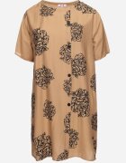 j&x Rochie din bumbac Maro deschis cu mânecă scurtă cu buzunare și nasturi Bellilla