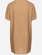j&x Rochie din bumbac Maro deschis cu mânecă scurtă cu buzunare și nasturi Bellilla