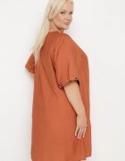 j&x Rochie din bumbac portocalie cu croi drept cu buzunare înserate decorată cu nasturi Walliana
