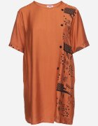 j&x Rochie din bumbac portocalie cu croi drept cu buzunare înserate decorată cu nasturi Walliana