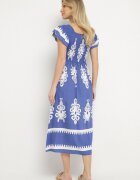 j&x Rochie din viscoză albastră cu modele ornamentale cu croi evazat Divessa