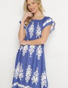j&x Rochie din viscoză albastră cu modele ornamentale cu croi evazat Divessa
