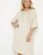 j&x Rochie dreaptă Jasnobej cu nasturi și broderii decorative Jenivanea