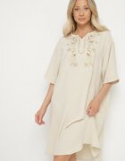 j&x Rochie dreaptă Jasnobej cu nasturi și broderii decorative Jenivanea