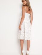 j&x Rochie Evazată Alb-Roz cu Flori Mici cu Bretele Subțiri Reteri