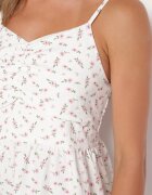 j&x Rochie Evazată Alb-Roz cu Flori Mici cu Bretele Subțiri Reteri