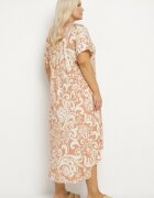 j&x Rochie Evazată Bej din Viscoză cu Model Geometric Emisova