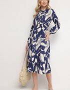 j&x Rochie Evazată Bleumarin cu bumbac cu imprimeu abstract Silsedi