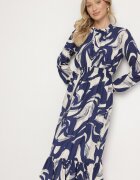 j&x Rochie Evazată Bleumarin cu bumbac cu imprimeu abstract Silsedi