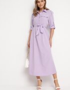 j&x Rochie evazată mov deschis Maxi cu bust tip cămașă și cordon Indiga