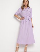 j&x Rochie evazată mov deschis Maxi cu bust tip cămașă și cordon Indiga