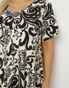 j&x Rochie Evazată Neagră din Viscoză cu Imprimeu Geometric Emisova