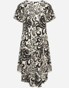 j&x Rochie Evazată Neagră din Viscoză cu Imprimeu Geometric Emisova