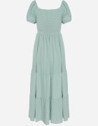 j&x Rochie Evazată Verde cu Decolteu Tip Spaniolă cu Încrețituri Lumorice
