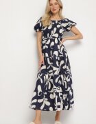 j&x Rochie Granat Evazată cu top elastic și mâneci bufante Orrivene