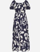 j&x Rochie Granat Evazată cu top elastic și mâneci bufante Orrivene