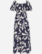j&x Rochie Granat Evazată cu top elastic și mâneci bufante Orrivene