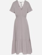 j&x Rochie Gri cu In și Viscoză Decorată cu Legătură Elliova