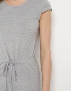 j&x Rochie Gri cu Mânecă Scurtă cu Șnur în Talie Dolati