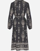 j&x Rochie Gri închis cu Imprimeu Boho Tip cutie cu Curea în Talie Lisanea