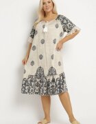 j&x Rochie gri închis din vâscoză în stil boho cu franjuri și volane Korilia