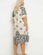 j&x Rochie gri închis din vâscoză în stil boho cu franjuri și volane Korilia