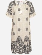 j&x Rochie gri închis din vâscoză în stil boho cu franjuri și volane Korilia
