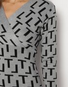 j&x Rochie Gri Tricotată Petrecută cu Model Geometric Lillne