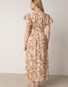 j&x Rochie Maro din Viscoză cu Decolteu Petrecut și Elastic în Talie Shyraya