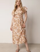 j&x Rochie Maro din Viscoză cu Decolteu Petrecut și Elastic în Talie Shyraya
