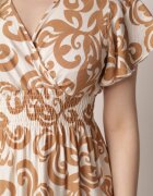 j&x Rochie Maro din Viscoză cu Decolteu Petrecut și Elastic în Talie Shyraya