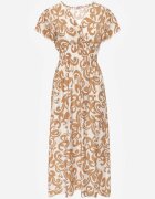 j&x Rochie Maro din Viscoză cu Decolteu Petrecut și Elastic în Talie Shyraya